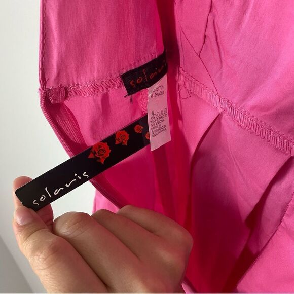 Y2K Solaris Babydoll Cotton Pink Low Back Satin Stretch Mini Dress - Picture 6 of 8